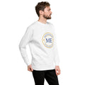 ME Signature Logo Premium Crewneck Sweatshirt in White, right front view