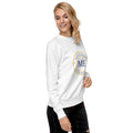 ME Signature Logo Premium Crewneck Sweatshirt in White, right front view