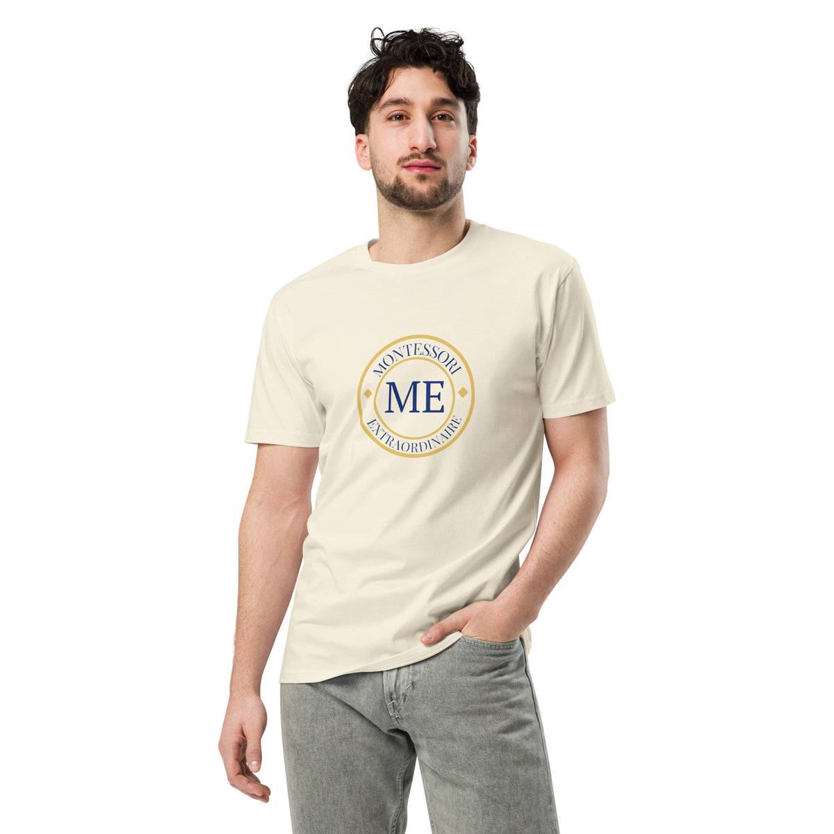 ME Signature Logo Premium Tee in Natural, front view