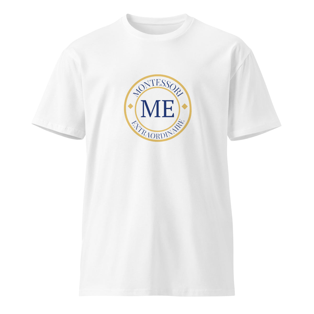 ME Signature Logo Premium Tee in White, front view