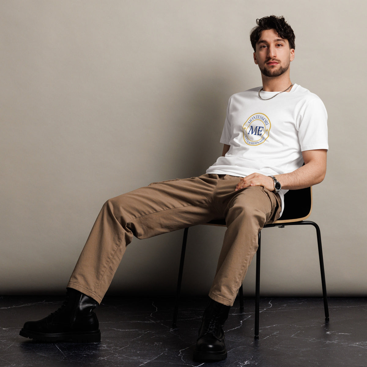 ME Signature Logo Premium Tee in White, front view