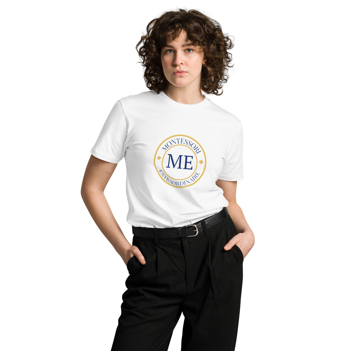 ME Signature Logo Premium Tee in White, front view