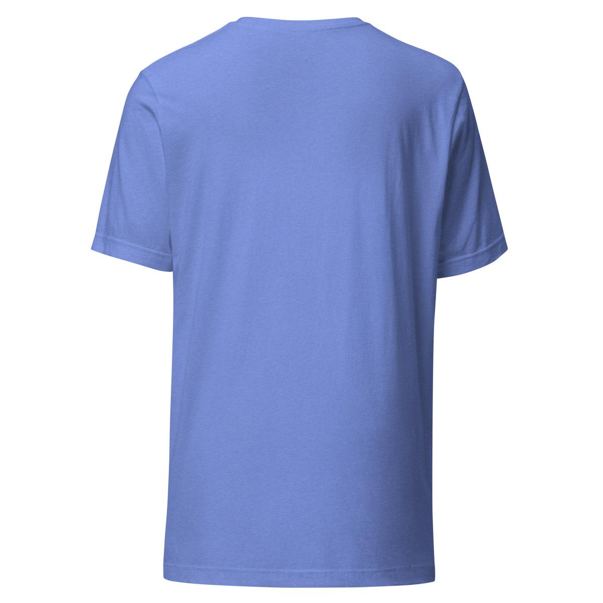 Mission Possible Montessori Logo Tee in Heather Columbia Blue, back view