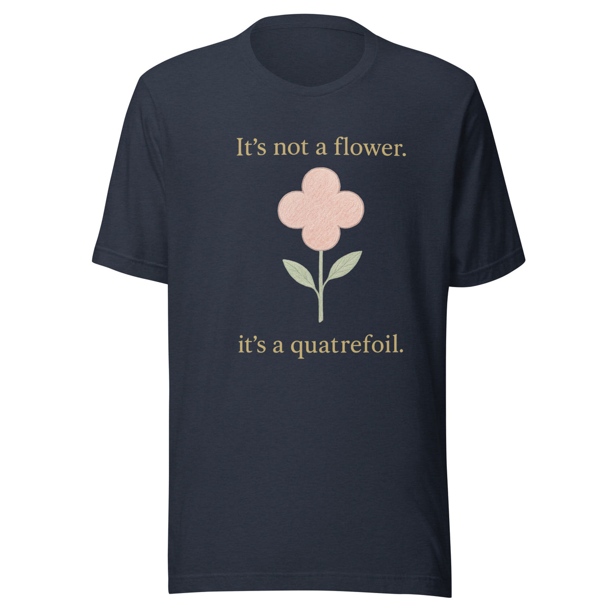 It's Not a Flower, It's a Quatrefoil Tee in Heather Navy, front view