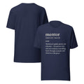 Mentor Definition Tee in Navy, front and back view