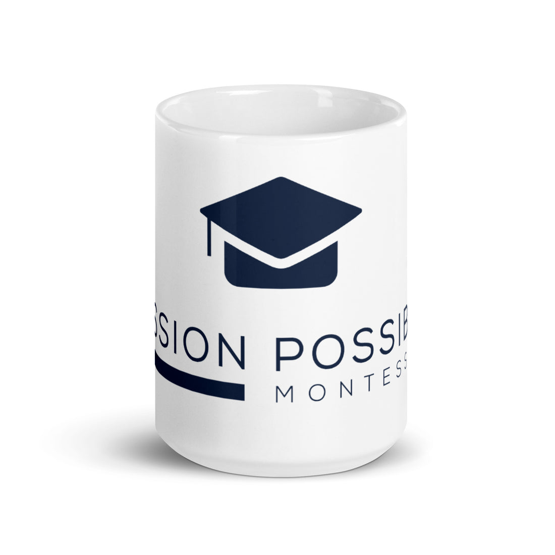 Mission Possible Montessori Logo Mug (11 oz & 15 oz) in White, front view