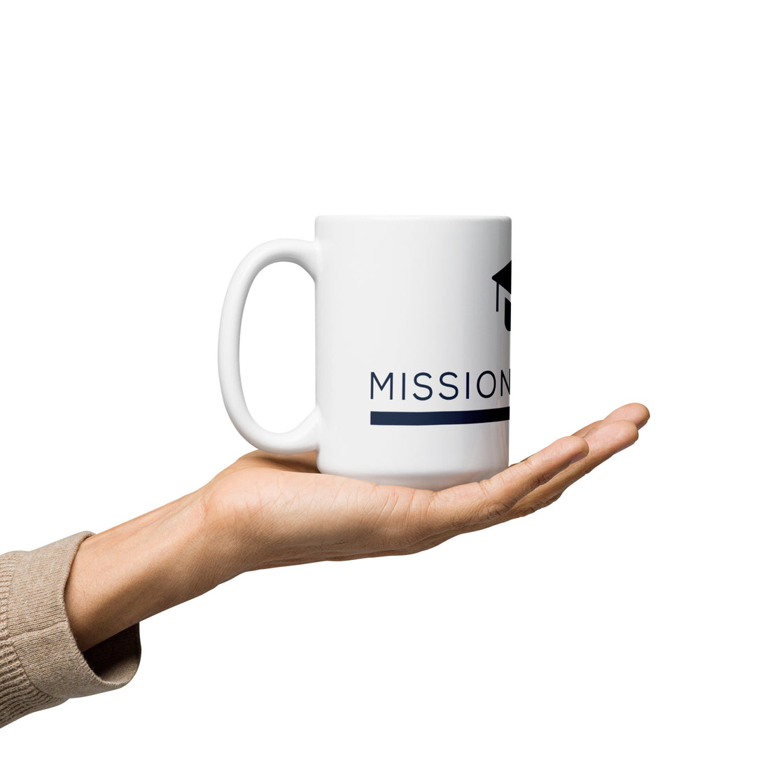 Mission Possible Montessori Logo Mug (11 oz & 15 oz) in White, front view