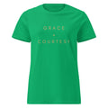Grace + Courtesy Minimalist Women's Softstyle Tee in Irish Green, front view