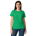 Grace + Courtesy Minimalist Women's Softstyle Tee in Irish Green, front view