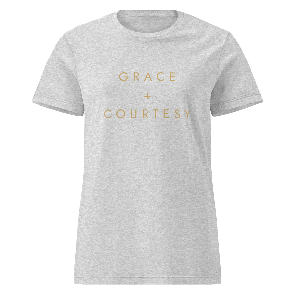 Grace + Courtesy Minimalist Women's Softstyle Tee in RS Sport Grey, front view