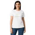 Grace + Courtesy Minimalist Women's Softstyle Tee in White, front view