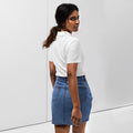 ME Signature Embroidered Women's Piqué Polo in White, back view