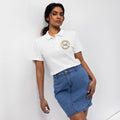 ME Signature Embroidered Women's Piqué Polo in White, front view