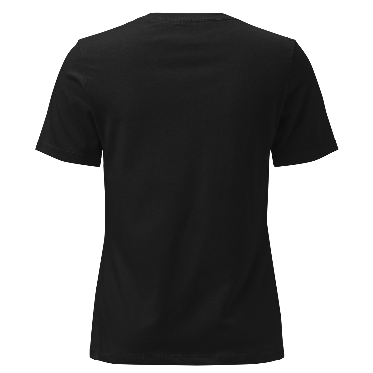 Jesus + Nothing = Enough Women's Relaxed Tee in Black, back view