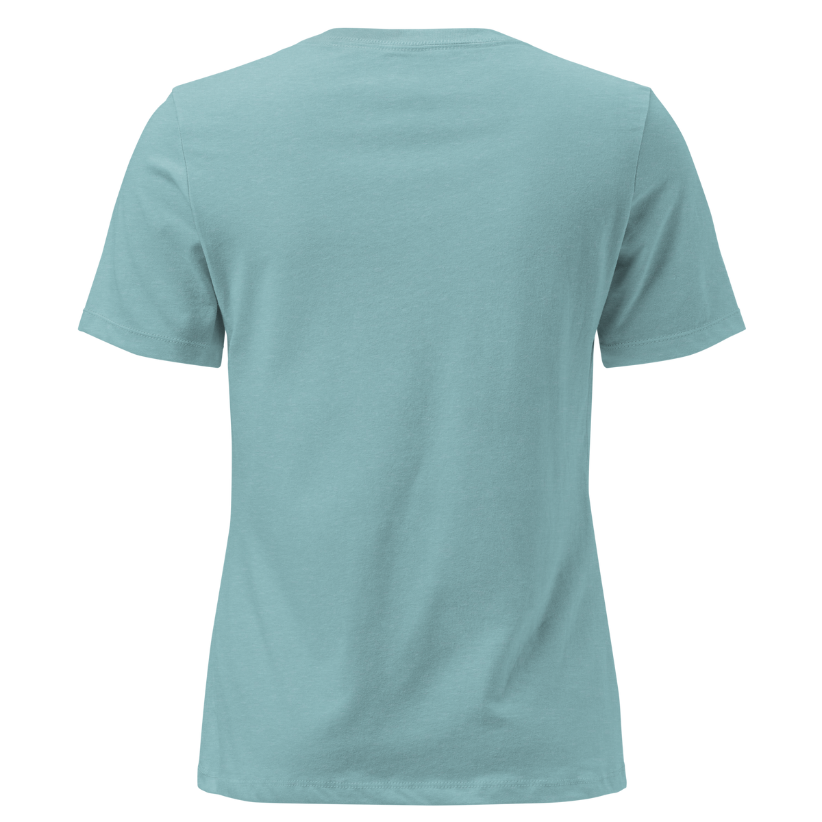 Jesus + Nothing = Enough Women's Relaxed Tee in Heather Blue Lagoon, back view