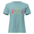 Trust the Process Pink Tower Women's Relaxed Tee in Heather Blue Lagoon, front view