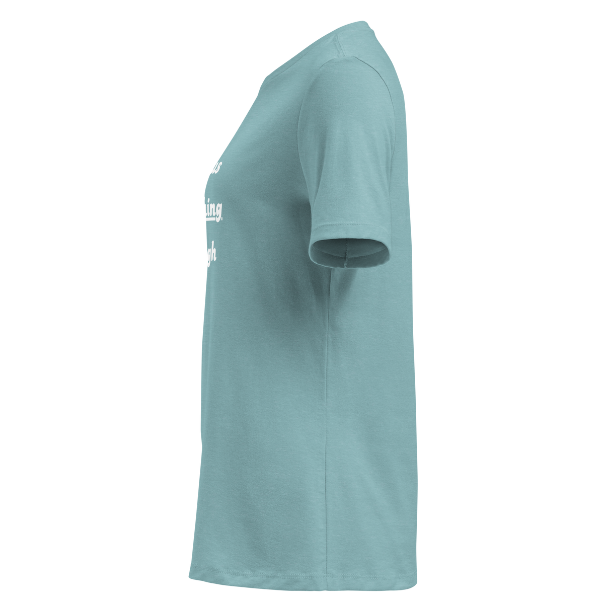 Jesus + Nothing = Enough Women's Relaxed Tee in Heather Blue Lagoon, left view