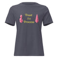 Trust the Process Pink Tower Women's Relaxed Tee in Heather Navy, front view
