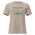 Follow the Child Floral Women's Relaxed Tee in Heather Stone, front view