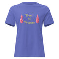 Trust the Process Pink Tower Women's Relaxed Tee in Heather True Royal, front view