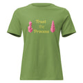 Trust the Process Pink Tower Women's Relaxed Tee in Leaf, front view