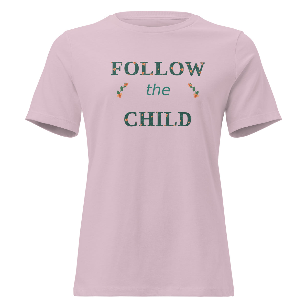 Follow the Child Floral Women's Relaxed Tee in Light Violet, front view