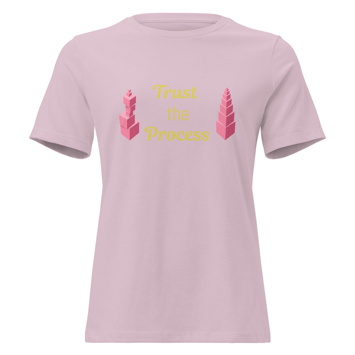 Trust the Process Pink Tower Women's Relaxed Tee in Light Violet, front view