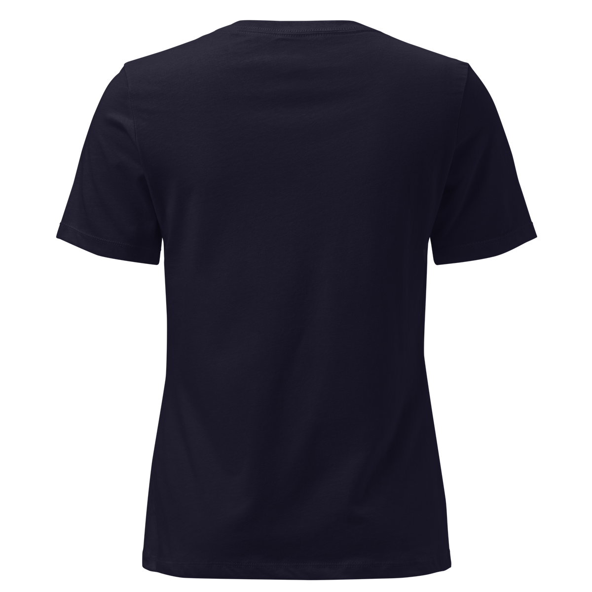 Jesus + Nothing = Enough Women's Relaxed Tee in Navy, back view