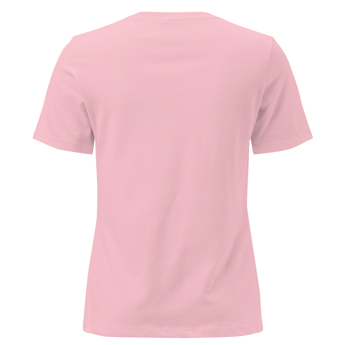 Jesus + Nothing = Enough Women's Relaxed Tee in Pink, back view