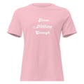 Jesus + Nothing = Enough Women's Relaxed Tee in Pink, front view