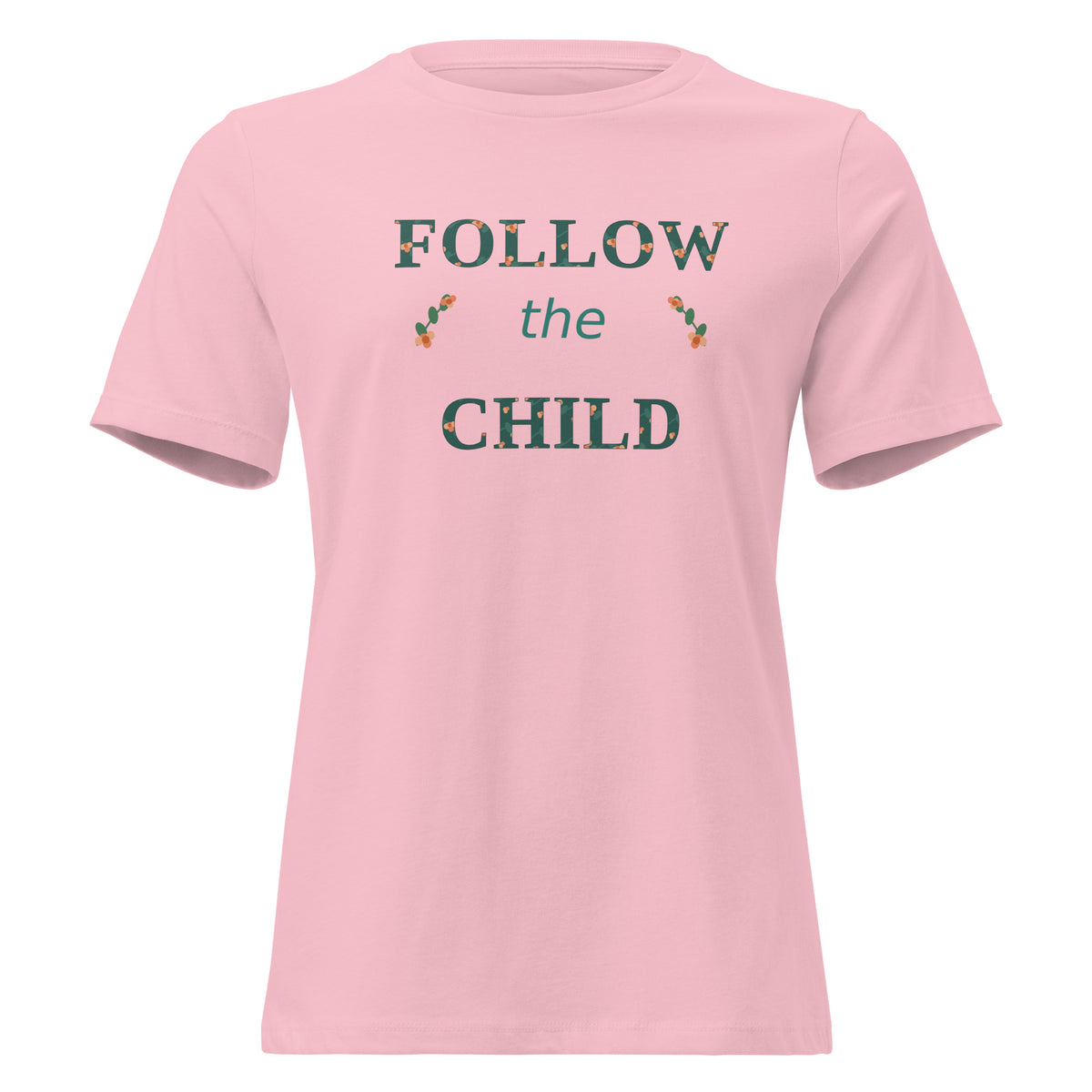 Follow the Child Floral Women's Relaxed Tee in Pink, front view