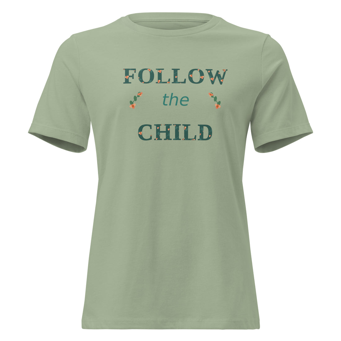 Follow the Child Floral Women's Relaxed Tee in Sage, front view