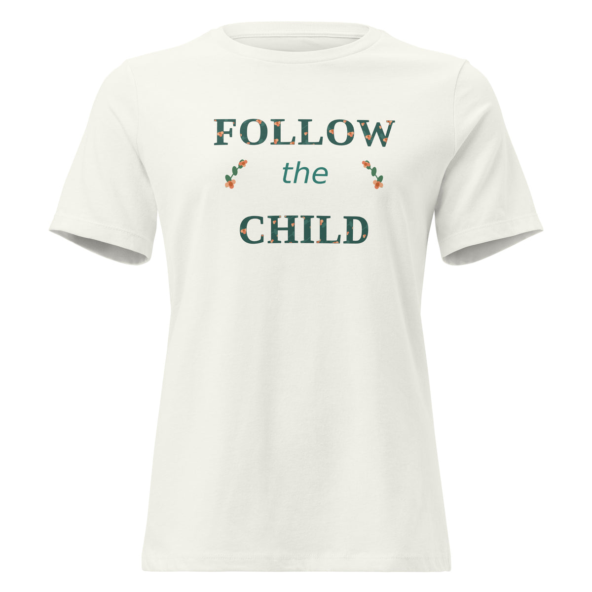 Follow the Child Floral Women's Relaxed Tee in Vintage White, front view
