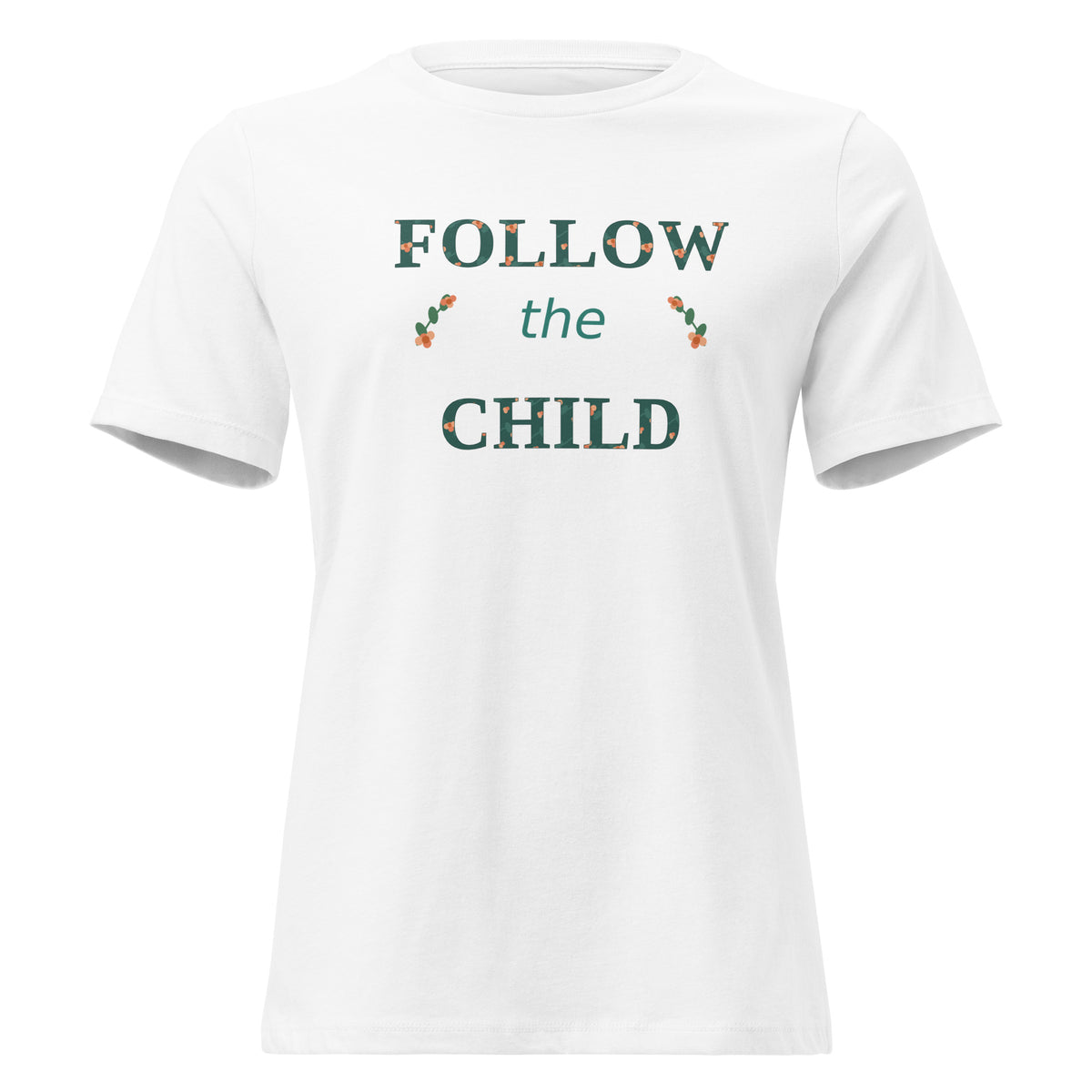 Follow the Child Floral Women's Relaxed Tee in White, front view