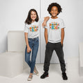 Homeschool Kid Retro Youth Tee in Ash, front view