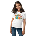 Homeschool Kid Retro Youth Tee in White, front view